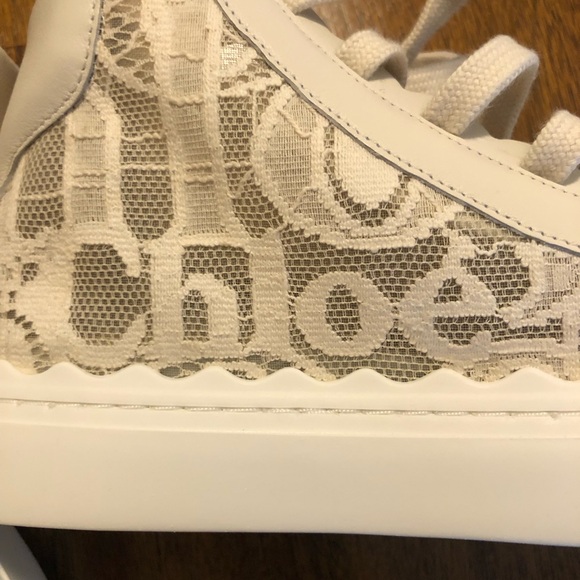 NIB $575 Chloé Lauren High Top Platform Sneaker in MILD BEIGE, Size 10US/40EU! - Picture 13 of 14